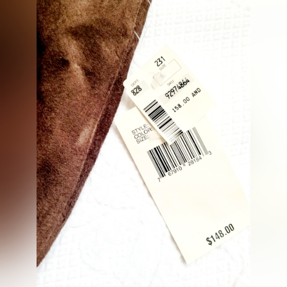 Tyler Boe Women 100% Genuine Suede Leather Skirt Floral Terracotta Cognac/Blue 6 - Picture 6 of 16